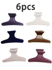 6pcs Professional Salon Hair Clips - Matte Finish Colorful Butterfly Clips, Suitable For Styling, Partitioning And Coloring Summer, Claw Clip Fall Winter Hair Accessories For Women For Vacation Outfits Woman - Multicolor - View 14