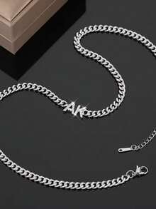 Dây chuyền khắc tên bằng đá Zirconia theo yêu cầu, kiểu Cuban, dây chuyền chữ cái cá nhân hóa, trang sức khắc tên bằng thép không gỉ, quà tặng cho phụ nữ. - Dây chuyền kim cương nguyên khối - Xem 7