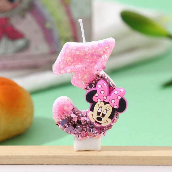 Disney Disney 1pc Minnie Mickey Mouse Themed Glitter Number Candles 0-9 For Birthday Parties, Decorations And Party Supplies, Birthday, Parties, Birthday Decorations, Birthday Party Cake Decoration Supplies For Party Decorations, Cake Decorations, Wedding Decorations, Suitable For Back To School Season, Graduation Season, Wedding Season, Party Supplies, Must-Have Party Decorations And Cake Decorations