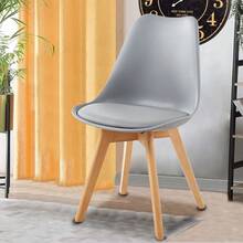 Shally Dogan Set 4 Sedie per Sala da Pranzo con Piedi in Legno e Seduta con Morbida Imbottitura, Sedia Design Nordico, Poltrona Stile Scandinavo Ideale per Cameretta, Cucina, Ufficio - Grigio - Visualizzare 2