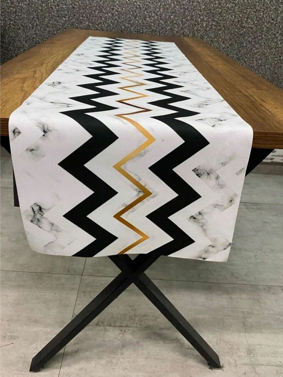 Made In Turkey - Elegant Table Runner 40x140 Cm – Modern Dining Table Decoration - Black and White - View 1