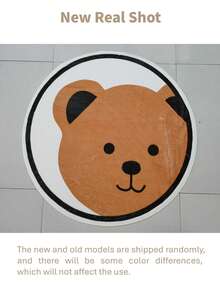 1pc Round Rug Cozy Brown & Cream Bear Face Round Area Rug - Ultra Soft, Comfortable For Bedroom, Living Room, Study, Entryway, Children's Game Room, Room Decor, Nursery As Floor Mat, Cashmere-Like Bedroom Rug Play Mat, Washable & Non-Slip, Rugs For Bedroom, Bedroom Mat - Indoor All-Season Home Decor, Decorative Rugs, Bedside Rug, Circle Rug, House Decor | Bedroom Decor - Multicolor - View 2