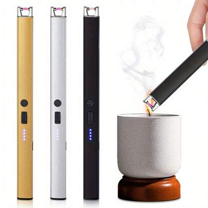 3-Pack USB-C Rechargeable Plasma Lighter, Windproof Electric Arc Lighter With LED Power Display & Safety Lock, Long Flexible Neck For Candles, BBQ, Kitchen, Fireplace - Great Gift For Men, Women (Christmas, Birthday)