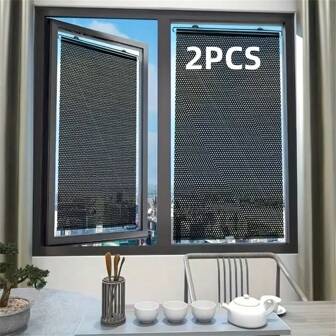 2 stuks zwarte zonweringgordijnen, zuignapinstallatie, geen boren nodig, eenvoudig te gebruiken, isolatie voor auto's en ramen, zonwering, vrij uitrekbaar, PVC-materiaal, moderne stijl, voor slaapkamers en diverse kamers