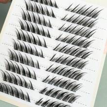 120 Pcs Charming Fox Wing Natural Soft Fine False Eyelashes, Suitable For Beginners, Long Winged Cartoon Eye Style - C - View 2