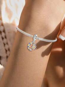 1pc Fashion Floral Beaded Pendant, Suitable For Women's Bracelet DIY Jewelry Making And Daily Wear Accessories - Silver - View 8