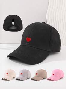 1 件装女士纯色马尾开口棒球帽，时尚运动棒球帽，户外防晒