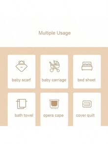 1pc Baby Muslin Bath Towel, Infant Absorbent Bathing Cloth, Double Layer Lightweight Bathrobe, Newborn Swaddle Blanket, Cartoon Print Soft Children Throw Blanket, Baby Wrap Swaddle - As Shown - View 5