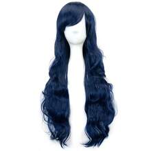 M80cm Long Curly Natural Hair Cosplay Wig With Bangs Colorful Halloween Costume Party Wigs For Women Dark Blue 8001 - 深藍色 - 查看 2