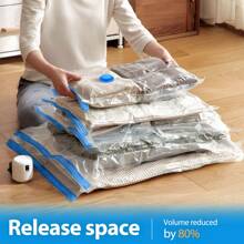 11pcs Transparent Vacuum Storage Bag With Electric Pump, Vacuum Sealing Bag,Used For Storing Winter Clothes, Women's Pants, Dresses, Shirts, Long Sleeves, Spring And Summer Clothing, Travel Necessities, Easy To Carry, And Saving 80% Of Space