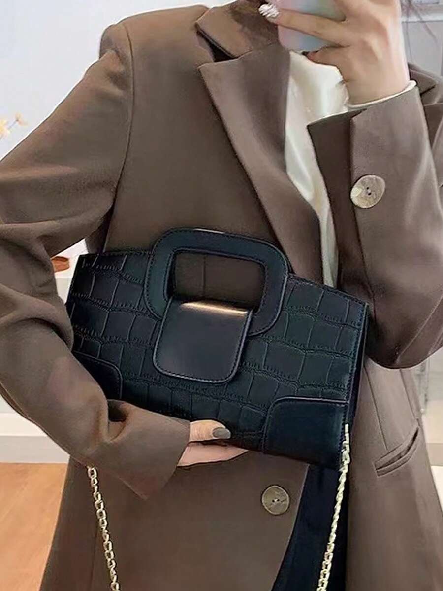 时尚简约小众法棍手拿包 - 黑色 - 查看 1