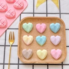 1pc 15-Cavity Heart Shaped Silicone Chocolate Mold, Heart Candy Cookie Mold