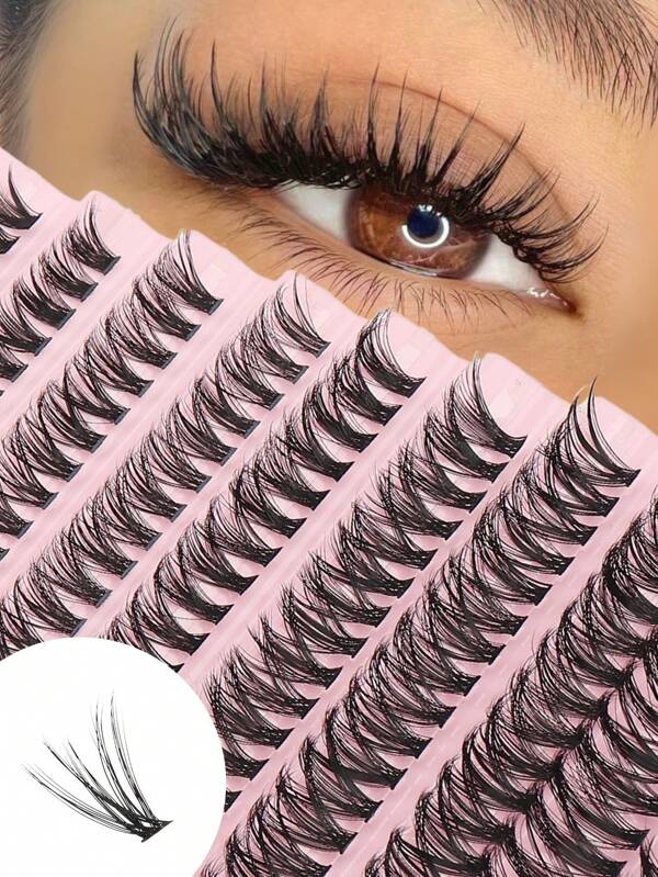 2 Boxes Of Eyelash Combination Eyelash Cluster 30D+40DBlack Fluffy Segmented Eyelashes ,6-15mm Mixed Length D Bending DIY Daily Makeup False Eyelashes,They Are Naturally Fluffy And Curled, Can Be Reused