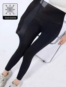 1条超薄透气紧身裤，鲨鱼皮纹紧身打底裤，高腰超薄防晒连裤袜，女士无缝紧身运动打底裤 - 彩色 - 查看 7