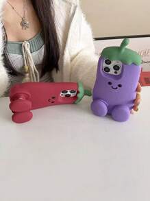 Funda de teléfono divertida, funda de teléfono fea, funda de teléfono con cara sonriente de berenjena de dibujos animados linda, compatible con iPhone 16/15/14/13/12/11