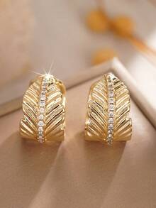 1 par de pendientes de aro elegantes, diseñados para mujeres, adecuados para bodas, compromisos, fiestas de aniversario, regalos del Día de San Valentín - 10# - Ver 14