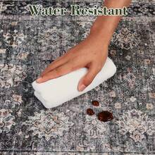 Washable Rugs For Living Room Vintage Rugs With Non-Slip Backing, Low Pile Stain-Resistant Distressed Oriental Carpet, Indoor Foldable Floral Print Floor Covering For Bedroom - Green Camel - View 8