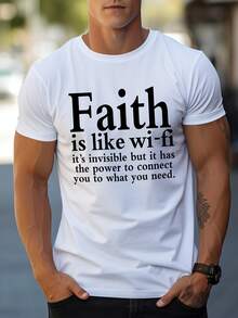 Simple Printed Men's Regular Shoulder-Shirt - White - View 12