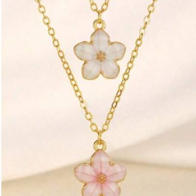 1 Dây chuyền mặt hoa 5 cánh thanh lịch dành cho nữ, thích hợp cho tiệc tùng, hẹn hò, đi biển, nghỉ dưỡng và đeo hàng ngày