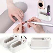 8格白色塑料美甲工具收纳盒 - 专业防尘桌面收纳盒，适用于指甲锉、刷子和抛光块，便携式化妆工具整理盒 - 彩色 - 查看 5