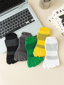 1 Pair Men's Dot Grip Five Finger Ankle Socks, Fall Socks - Multicolor - View 3