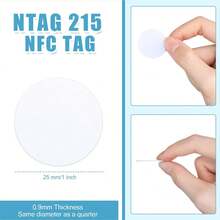 215NFC Electronic Tag NFC Chip Ntag Round Card Suitable For Amiibo Game Card Quick, Music Wall, WIFI Connection, Auto Play, RFID Tag,For School Supplies,Back To School - White - View 3