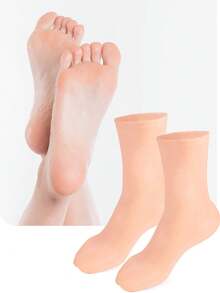 1 Paar Fußmaske mit ätherischen Ölen, aufhellend & feuchtigkeitsspendend für trockene, rissige Füße; Gel Fersen- & Beinwärmer für Fußhydratation - Pink - Übersicht 6