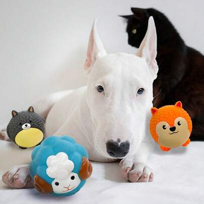 耐咬弹力发声球 - TPR材质自动滚动互动玩具，橡胶设计，专为中型犬设计，耐磨不掉毛，咬合时会发出声音。