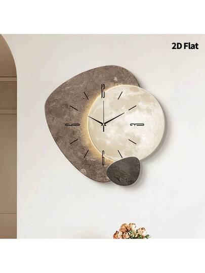 1pc 2D Flat Textured Planetary Blocks Silently Wand Clock, Super Silent Quartz Movement, No Ticking, ating Clocks In Living Rooms, Bedroom, Offices, Kitchens, Cafes, Perfect ative Friends Family Home Room view 10