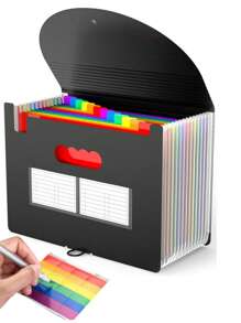 à soufflet pour la rentrée scolaire - Organisateur de documents format A4/Lettre avec 12/24/36 pochettes et étiquettes de couleur - Rangement mensuel des factures et reçus fiscaux pour la classe, la maison, le bureau