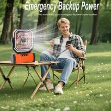 20000mAh Portable Camping Fan, Rechargeable Battery Operated Oscillating Camp Tent Fan W/Remote, 4 Speeds, LED Lights & 360° Rotation Hook For Outdoor RV Travel Essentials, Basic Model-Orange