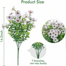5pcs/3pcs/1pc Artificial Faux Plants Flowers Outdoor Spring Summer Decoration, Fake Silk Colorful Daisy Eucalyptus Realistic UV Resistant For Outside Home Planter Porch Patio Window Yard Decor,Outdoor Decor,Garden Decor (Mix)