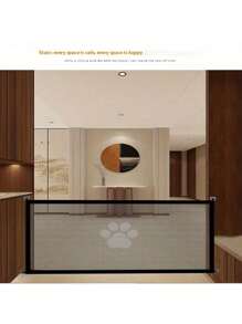 Portable Pet Gate, Durable PE Mesh Fence, Adjustable, Convenient Installation, Indoor/Outdoor Pet Stair Barrier, Multifunctional, Space-Saving Design - Not Suitable For Large Dogs, Make Sure Wall Surface Is Clean Before Adhesive Attachment