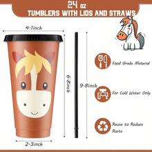 Mifoci Horse Party Favors Horse Cups With Lid Straw 24 Oz Plastic Drink Cups Bulk Reusable Tumblers For Birthday Party Themed Gifts Horse12 Pack - Multicolor - View 3