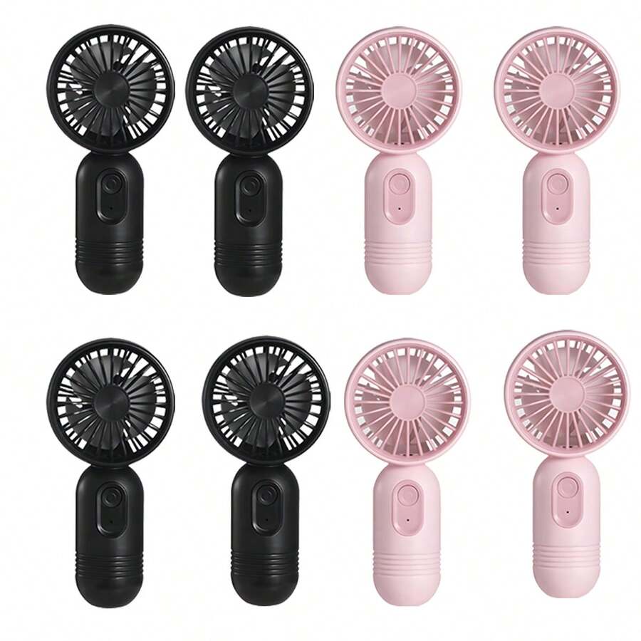 VanSmaGo Caming Fan Portable Mini Outdoor Fan Set [2/3/4/5/6/9/10 Pieces] Handheld Personal Small Fan With 3 Speed For Outdoor Travel, USB Rechargeable Battery Powered Durable Eyelash Fan, Multiple Colors - 8pcs--Black*4+Pink*4 - 查看 1