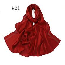 1件纯色亮片钻石雪纺围巾，优雅仿水晶穆斯林头巾披肩，女士户外防晒头饰 - B - 查看 15