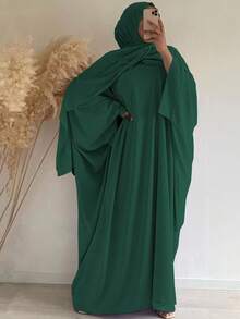 3pcs/Set Muslim Dress + Robe + Belt, Classic Abaya Set - Multicolor - View 19