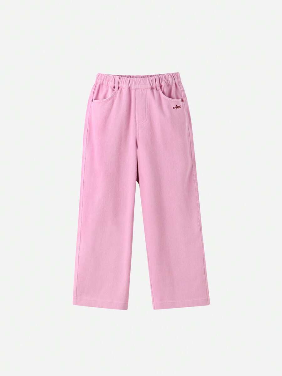 Annil Children's Clothing, Girls' Full-Waisted Single Pants, Jeans, Wide-Leg Pants, Autumn