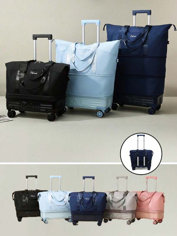 Large Capacity Travel Bag With Wheels, Wheeled Luggage Bag For Long/Short Trips, Foldable Travel Bag With Retractable Handle, Removable Wheels, Suitable For Travel, Vacation, Back To School, Tourism, Dorm, College/High School Students