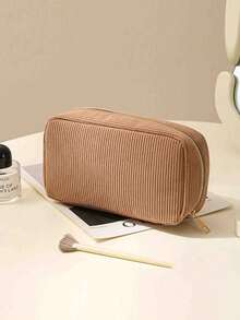 1 个优雅灯芯绒卫生巾袋 - 便携式、耐用的卫生巾袋，带拉链封口，有粉色、灰色、黑色和米色可选，适合旅行和日常使用，旅行必需品 | 优雅拉链封口 | 耐用面料，卫生巾袋