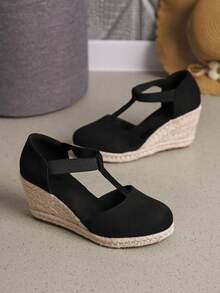 Fashionable & Versatile Silver Breathable Bowknot Strap High Heel Pumps - Black - View 7