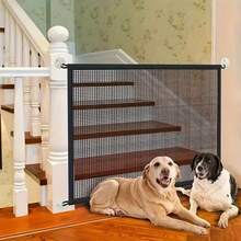 A Portable Foldable Pet Gate (With 6 Transparent Hooks), No-Drill Pet Safety Barrier, Dog Obstacle Protection Fence, Suitable For Stairs, Balcony, Doorway, And Outdoor Use.