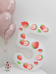 Bóng bay giấy bạc 0-9 có hình dán dâu tây - Đồ trang trí tiệc sinh nhật, Chủ đề công chúa, Đồ dùng tiệc tùng, Trang trí nhà tiệc, Trang trí tiệc sinh nhật | Trang trí chủ đề dâu tây | Bóng bay bền, Đồ trang trí tiệc sinh nhật - Số màu trắng có hình dán quả dâu tây - Xem 3