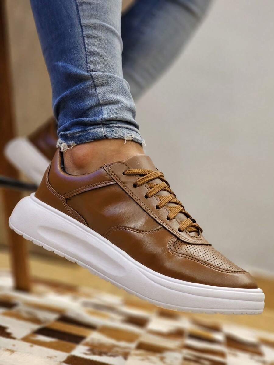 Men's Casual Modern Minimalist Sneakers Soft Versatile Sapatenis - Rỉ Nâu - Xem 1