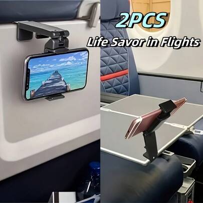 Suporte de celular para avião com 2 peças - Suporte de viagem giratório 360° durável, suporte para carro e mesa, visualização viva-voz, presente de Natal ideal para entusiastas da aviação e acessórios de viagem, entretenimento a bordo, design resistente