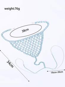 Sexy Exaggerated Crystal Bikini Body Chain, Beach Nightclub Lingerie Body Chain, Fashionable Women's Jewelry Accessory - Lake Blue - View 17