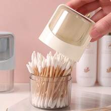 1pc Desktop Rotating Cotton Swab Box With Lid, Multifunctional Makeup Pad Storage Container, Convenient To Take