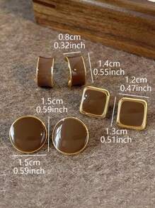 Zestaw 3 par kolczyków w kształcie sześcianu w stylu retro, minimalistyczny, elegancki, dla kobiet, uniwersalny do noszenia na co dzień, jesień/zima