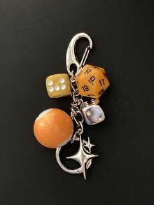 1 Móc khóa xúc xắc may mắn thủ công Unisex, Phụ kiện Y2k văn hóa phụ được cá nhân hóa, Mặt dây chuyền hình quả bóng bi-a số 8, Mặt dây chuyền túi xách - Màu vàng - Màu vàng - Xem 5