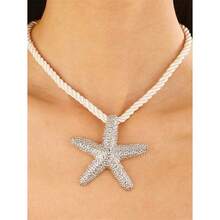 1pc Beach Style Exaggerated Starfish Pendant Chunky Rope Necklace, For Vacation - 1 - View 7
